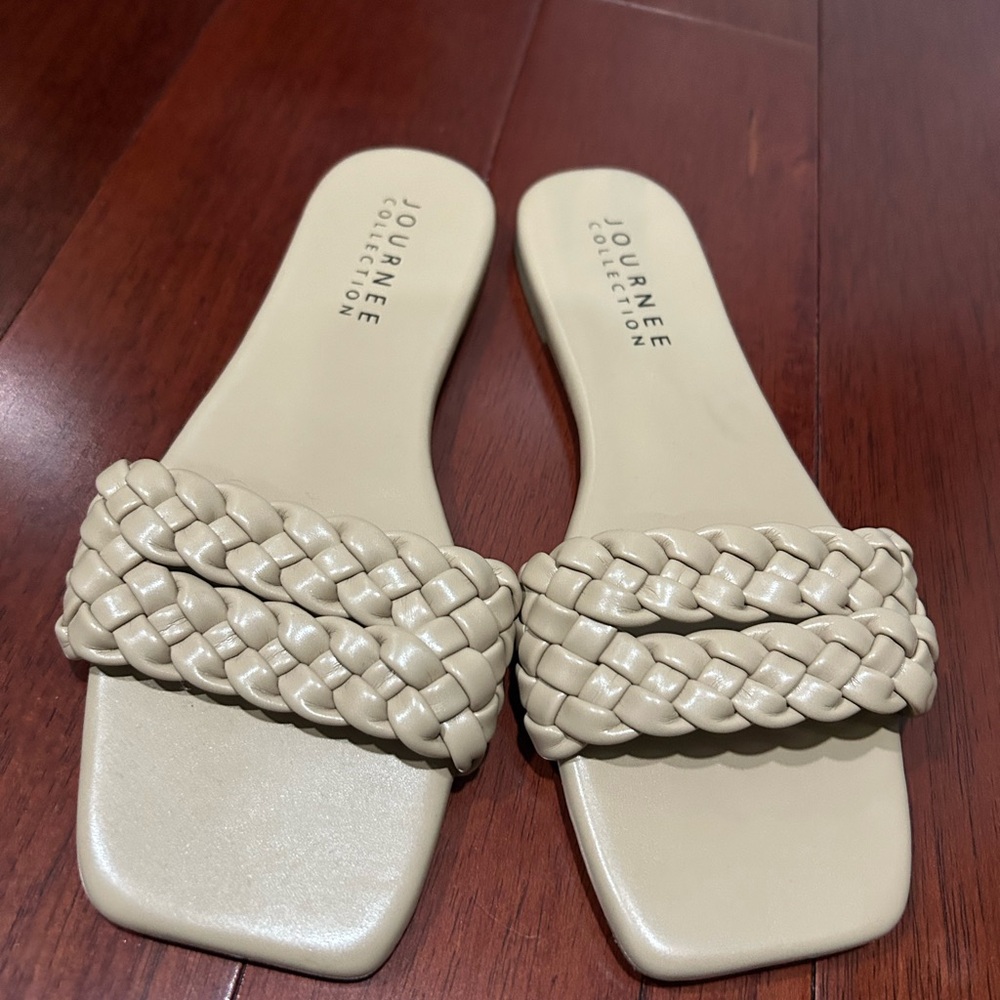 Journee Collection Cream Braided Sandals